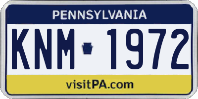 PA license plate KNM1972