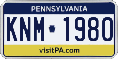 PA license plate KNM1980