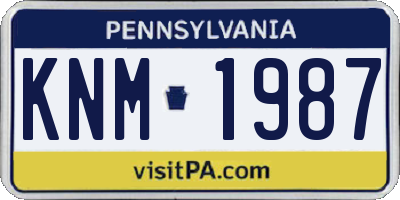 PA license plate KNM1987