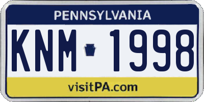 PA license plate KNM1998