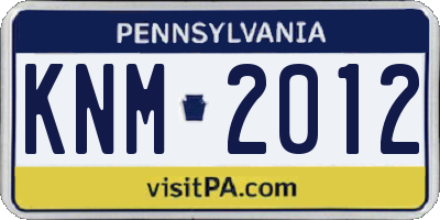 PA license plate KNM2012