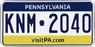PA license plate KNM2040
