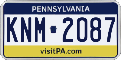 PA license plate KNM2087