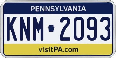 PA license plate KNM2093