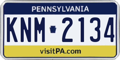 PA license plate KNM2134