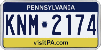 PA license plate KNM2174