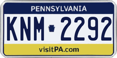 PA license plate KNM2292
