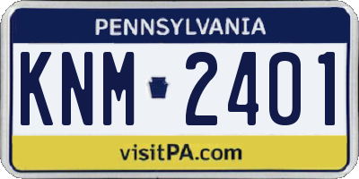 PA license plate KNM2401