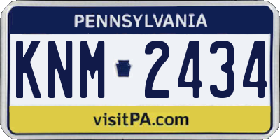 PA license plate KNM2434