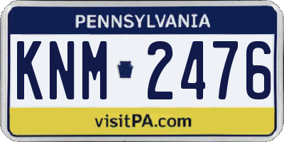 PA license plate KNM2476