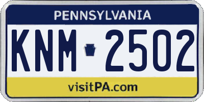 PA license plate KNM2502