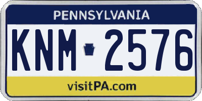 PA license plate KNM2576