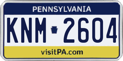 PA license plate KNM2604