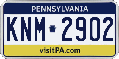 PA license plate KNM2902