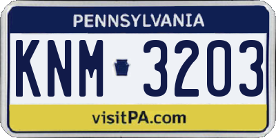 PA license plate KNM3203