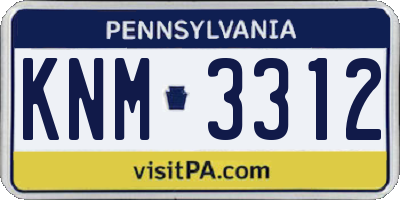 PA license plate KNM3312