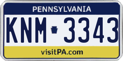 PA license plate KNM3343