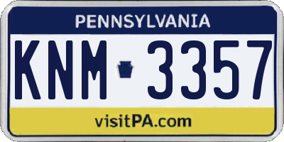 PA license plate KNM3357