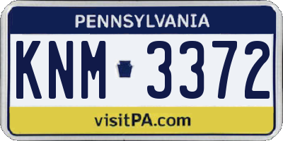 PA license plate KNM3372