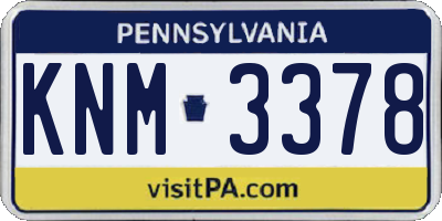 PA license plate KNM3378