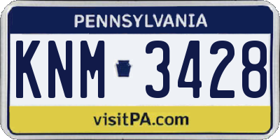 PA license plate KNM3428