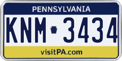PA license plate KNM3434