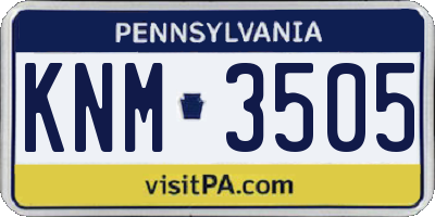 PA license plate KNM3505