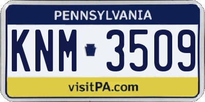 PA license plate KNM3509