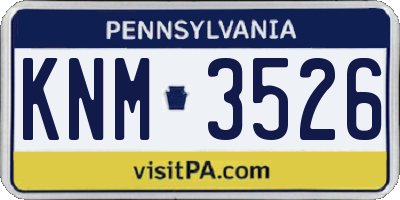 PA license plate KNM3526