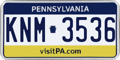 PA license plate KNM3536