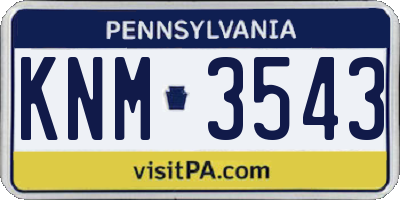 PA license plate KNM3543