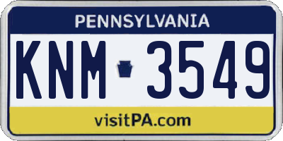 PA license plate KNM3549
