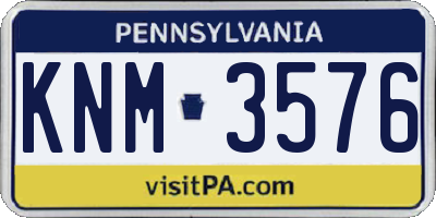 PA license plate KNM3576