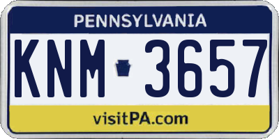 PA license plate KNM3657