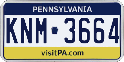PA license plate KNM3664
