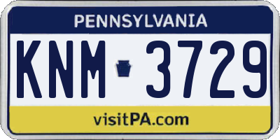 PA license plate KNM3729