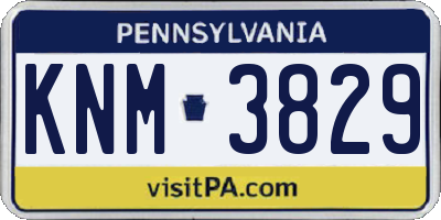 PA license plate KNM3829