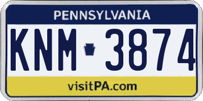 PA license plate KNM3874