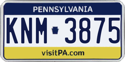 PA license plate KNM3875