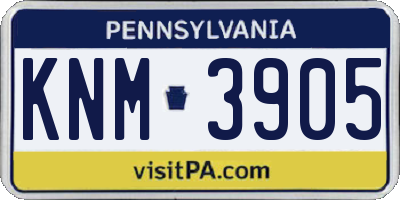 PA license plate KNM3905