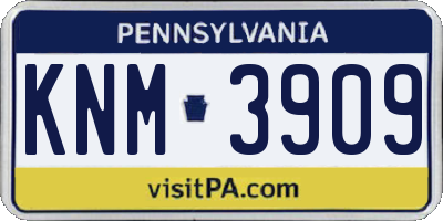 PA license plate KNM3909