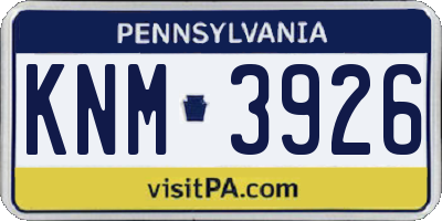 PA license plate KNM3926