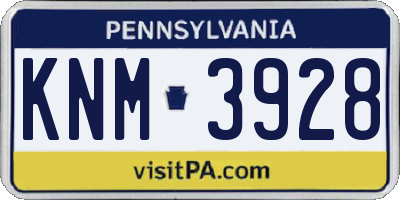 PA license plate KNM3928