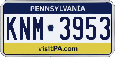 PA license plate KNM3953