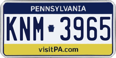 PA license plate KNM3965