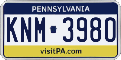 PA license plate KNM3980