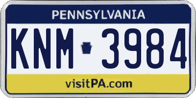 PA license plate KNM3984