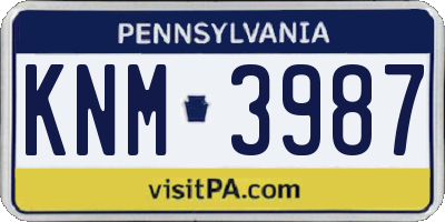 PA license plate KNM3987
