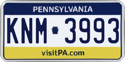 PA license plate KNM3993