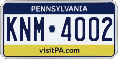 PA license plate KNM4002